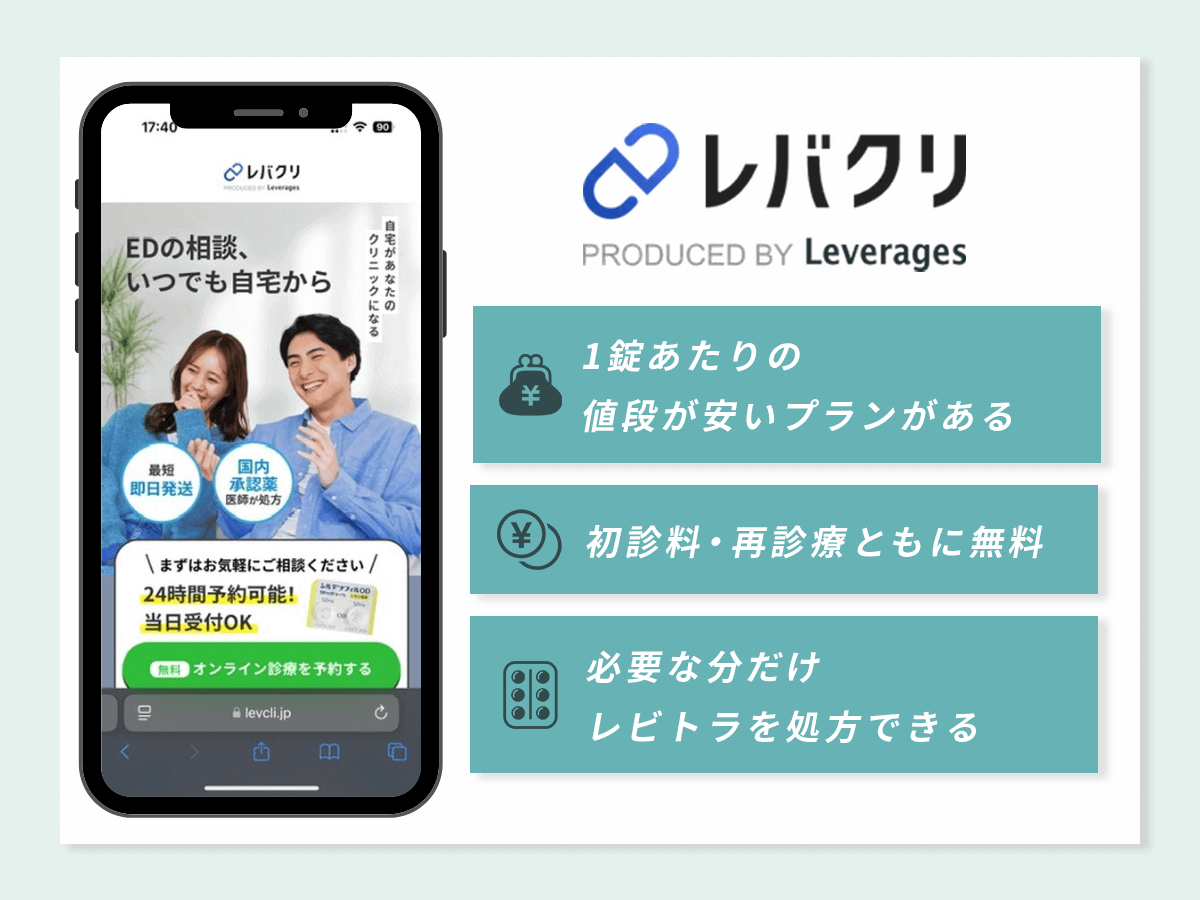 レバクリはレビトラジェネリックの値段が安いプランあり
