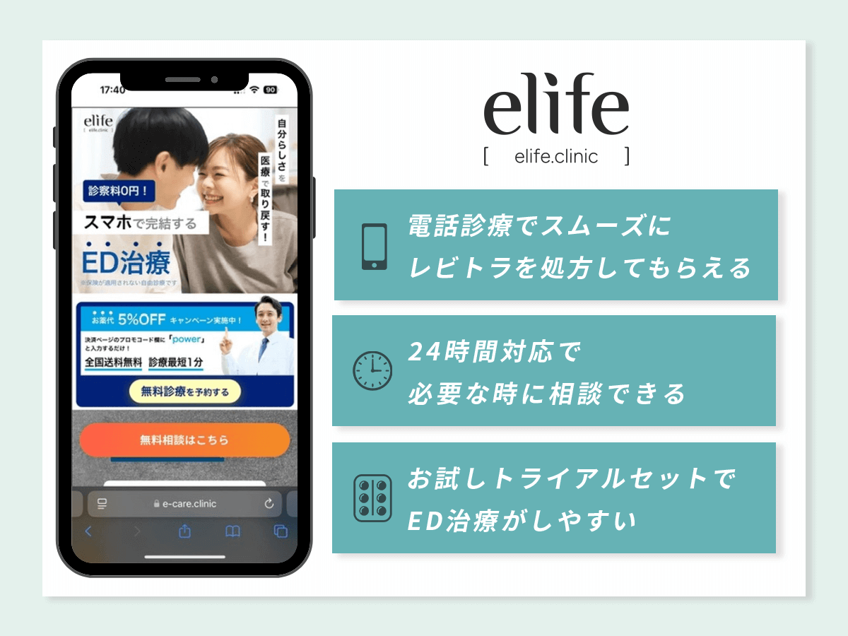 elife(イーライフ)は電話でスムーズにレビトラジェネリックを処方