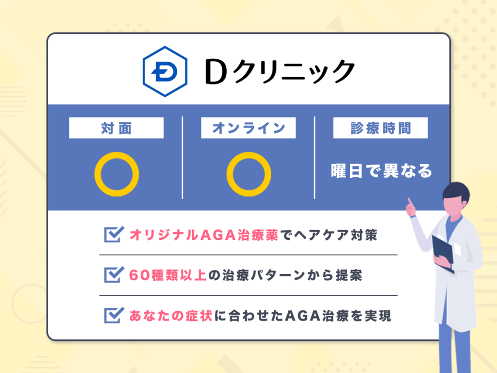 Dクリニックはオリジナル治療薬でAGAの進行症状に適切なプランを提案してもらえる