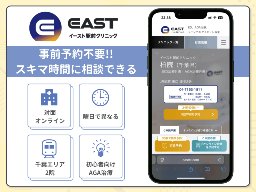 イースト駅前クリニック柏院・船橋院は千葉エリアで2院ある通院しやすいクリニック