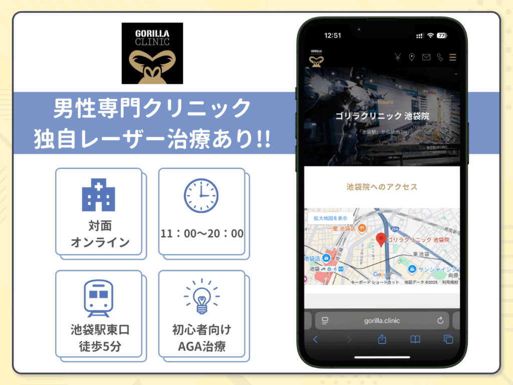 ゴリラクリニック池袋は定期的なキャンペーンと独自治療薬で専門性の高い対策