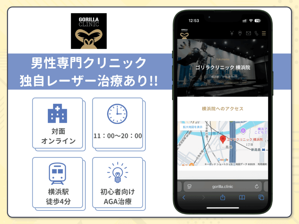ゴリラクリニック横浜院はAGA治療の効果に合わせた対策プランが複数あり